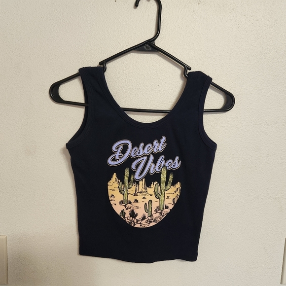 Obsessive Love‎ Navy blue cropped graphic tank top size large - Picture 8 of 9